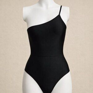 Aerie Black One-Shoulder Swimsuit